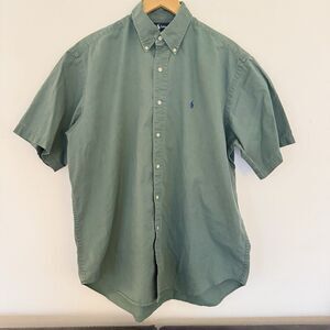 Ralph Lauren Vintage Men's L Blair Green Short Sleeve Button Down Shirt 80s 90s